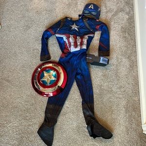 Captain America costume with mask and shield small